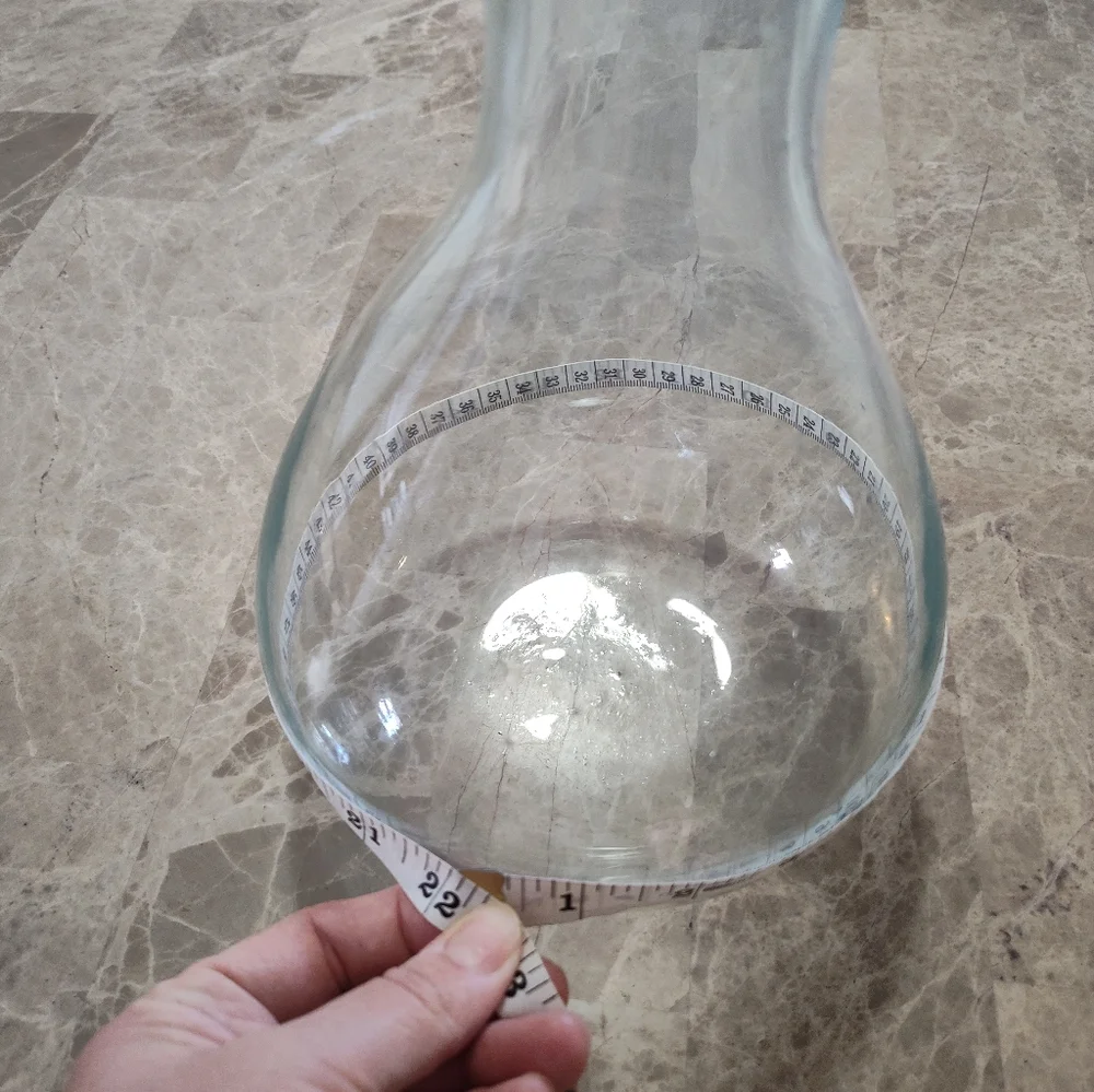 Elegant Large Clear Glass Bubble Bottom Flower Vase Or Wine Decanter Bottle